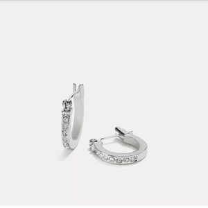 Coach Silver Huggie Pave Earrings